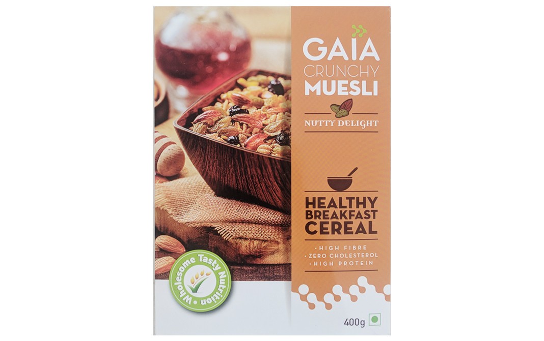 Gaia Crunchy Muesli, Nutty Delight Healthy Breakfas Cereal   Box  400 grams